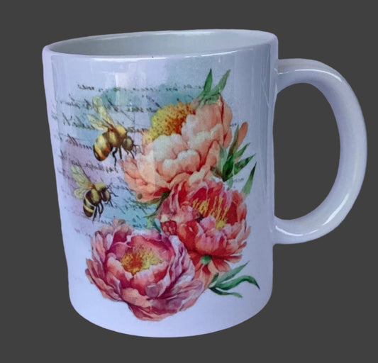 Coffee Cup - Bees on Flowers
