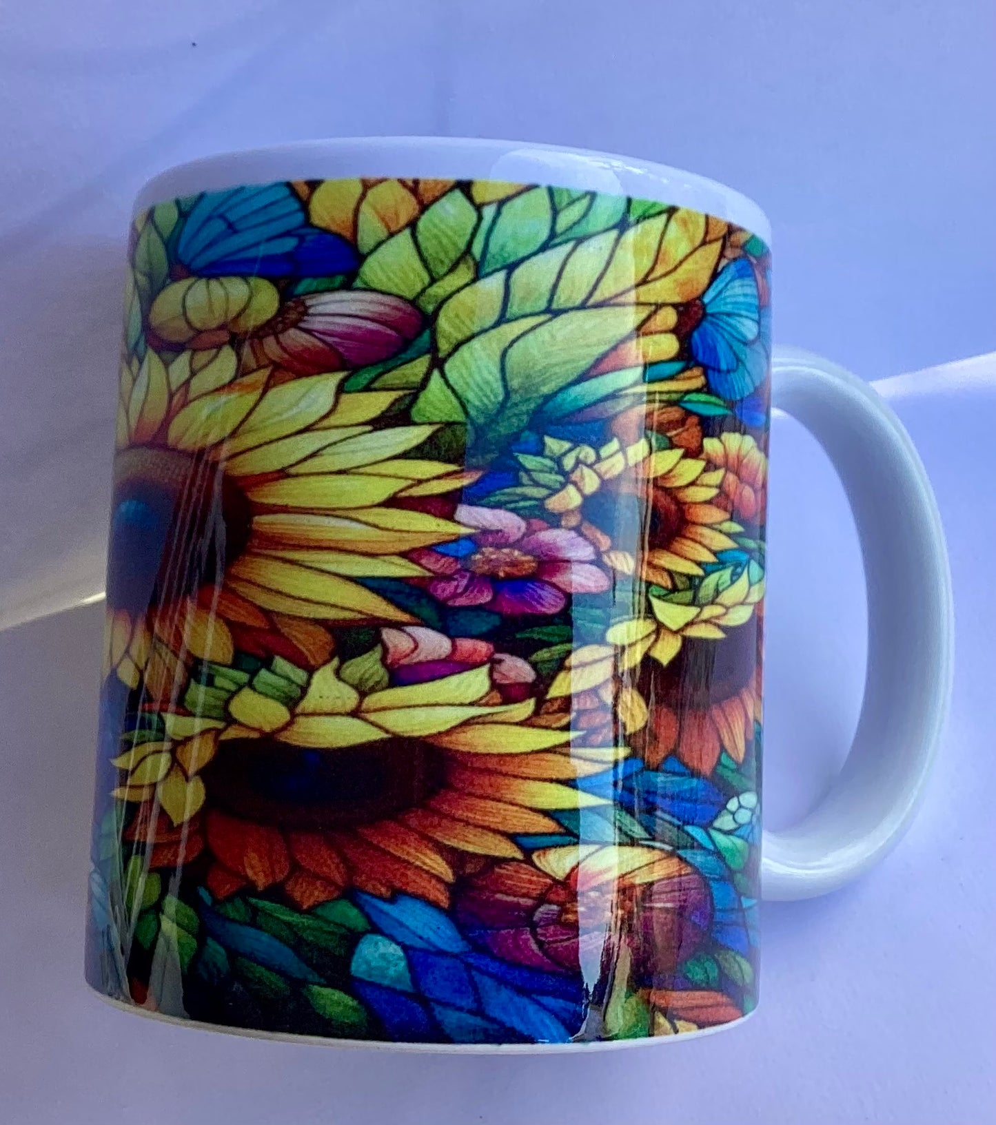 Coffee Cup - Sunflower Stained Glass