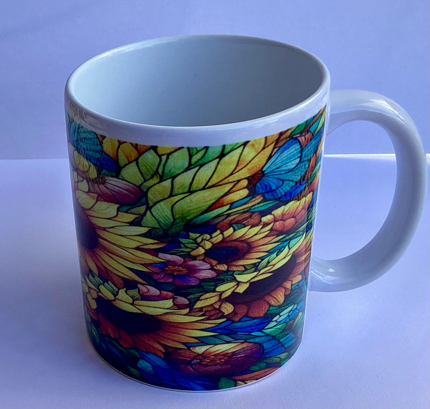 Coffee Cup - Sunflower Stained Glass