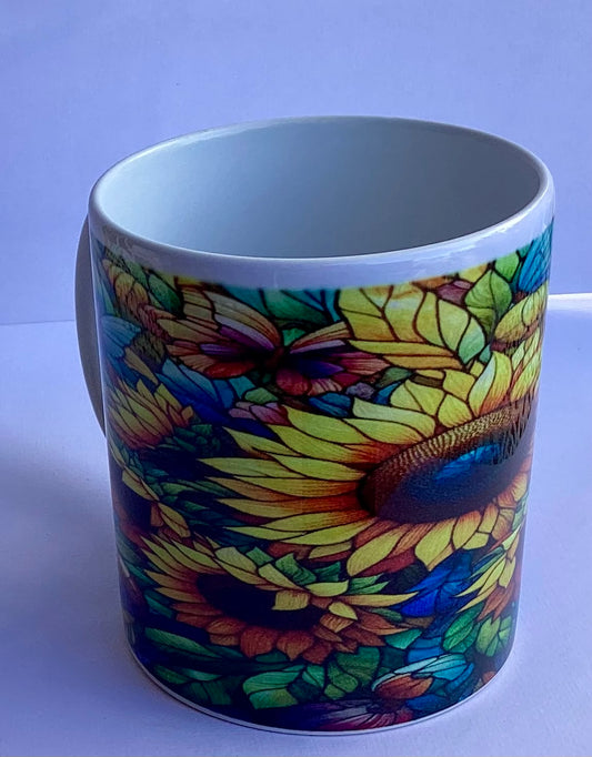 Coffee Cup - Sunflower Stained Glass
