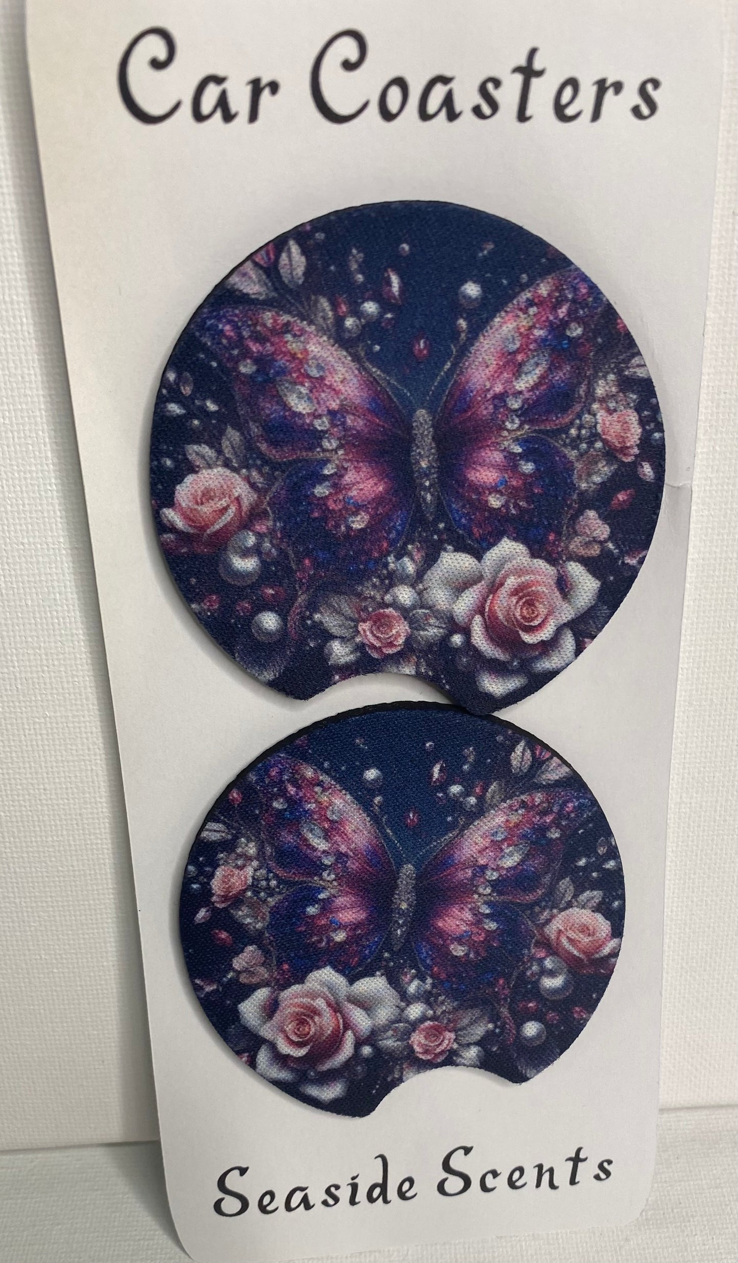 Car Coasters -Butterfly and Flowers