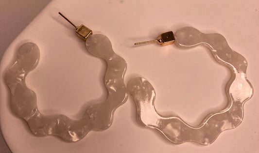 Earrings - White Marble