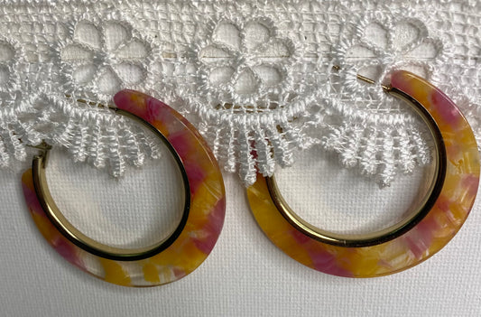 Earrings -Marble Hoops