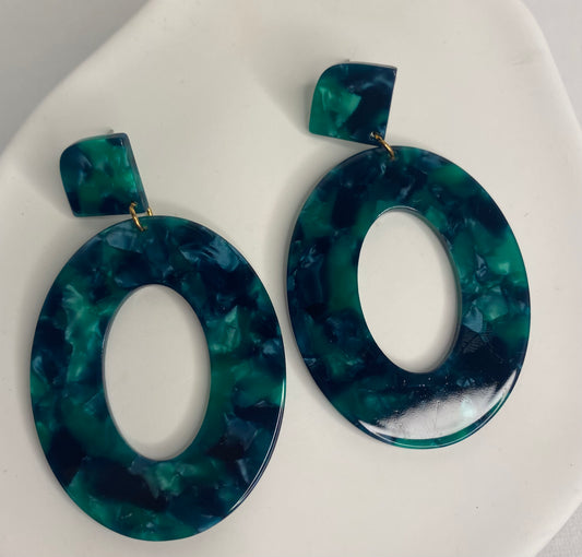 Earrings -Green Large Circles