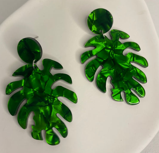 Earrings -Green Leaves