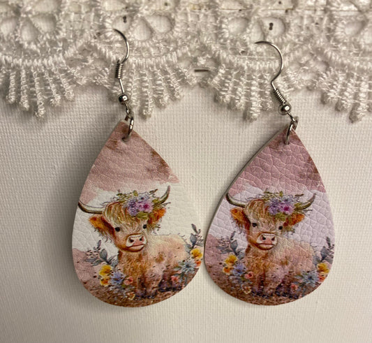 Earrings -Leather Cow Designs