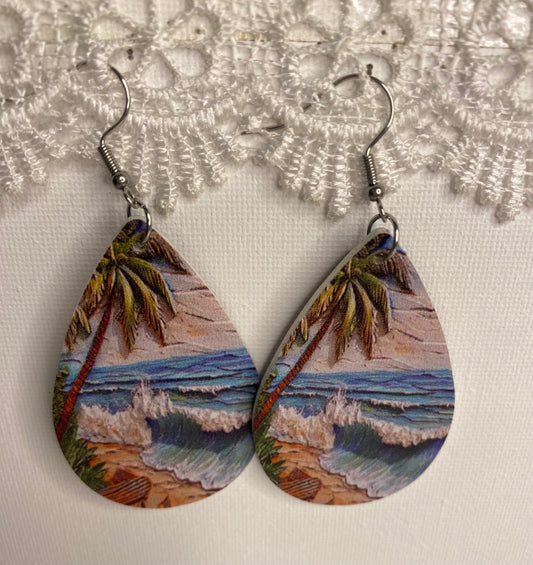 Earrings -Leather Beach Scenes
