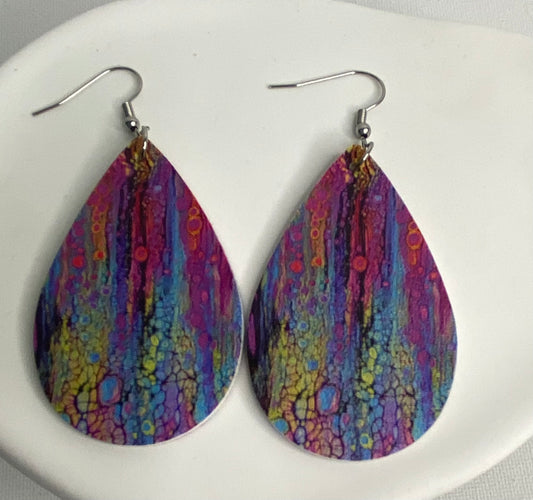 Earrings - Tear Drop Multi Colour