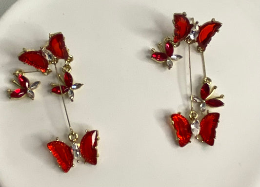 Earrings - Red Multi Buterflys