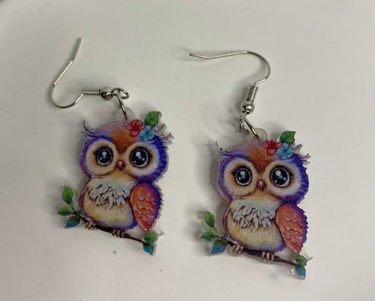 Earrings -Owl on a Branch