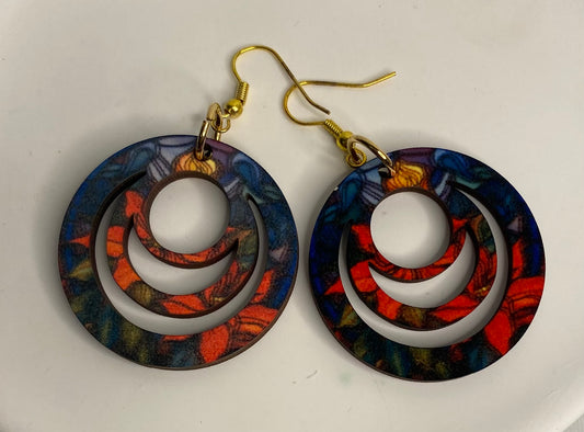 Earrings -Tri Circle Multicolour