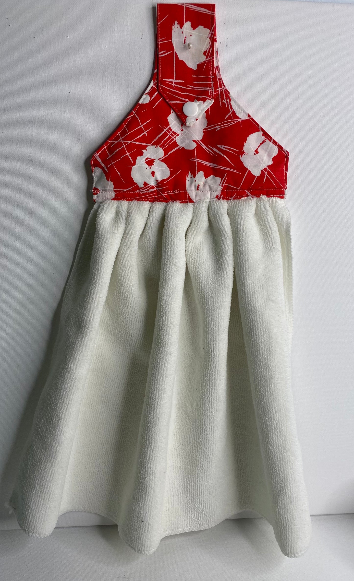 Hanging Hand Towel Red & White Flowers