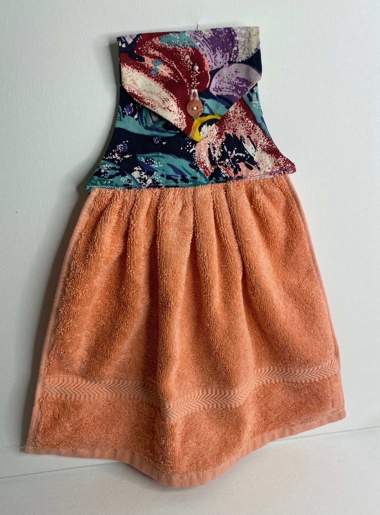 Hanging Hand Towel Orange Towel with Multi Colour Top