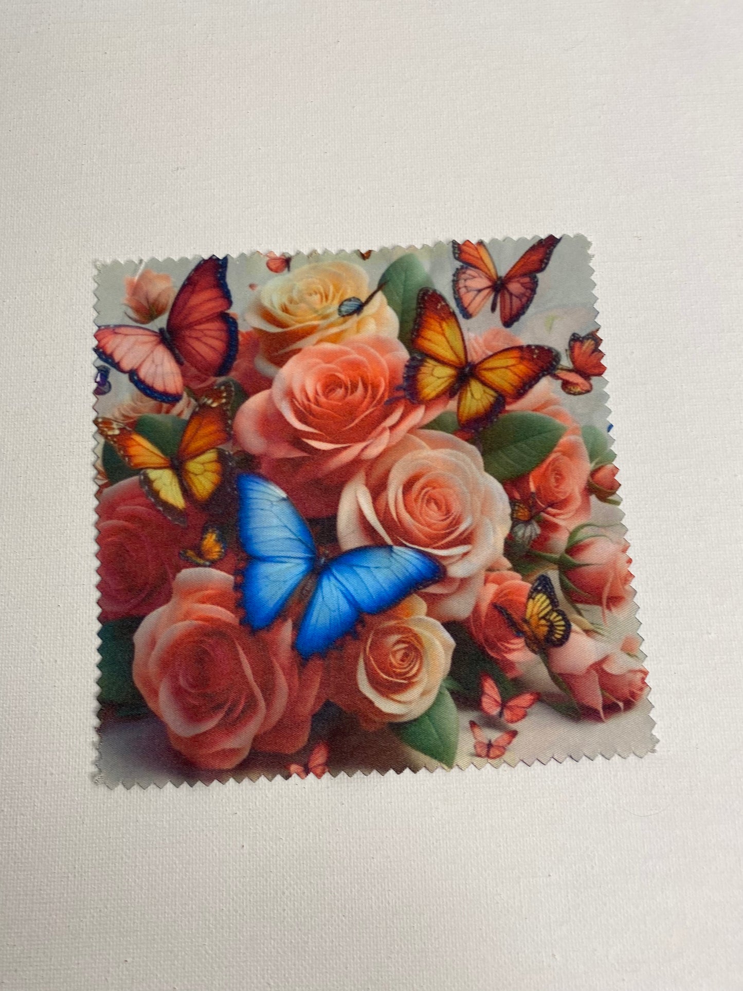 Eye Glasses Cleaning Cloth Butterfly on Roses