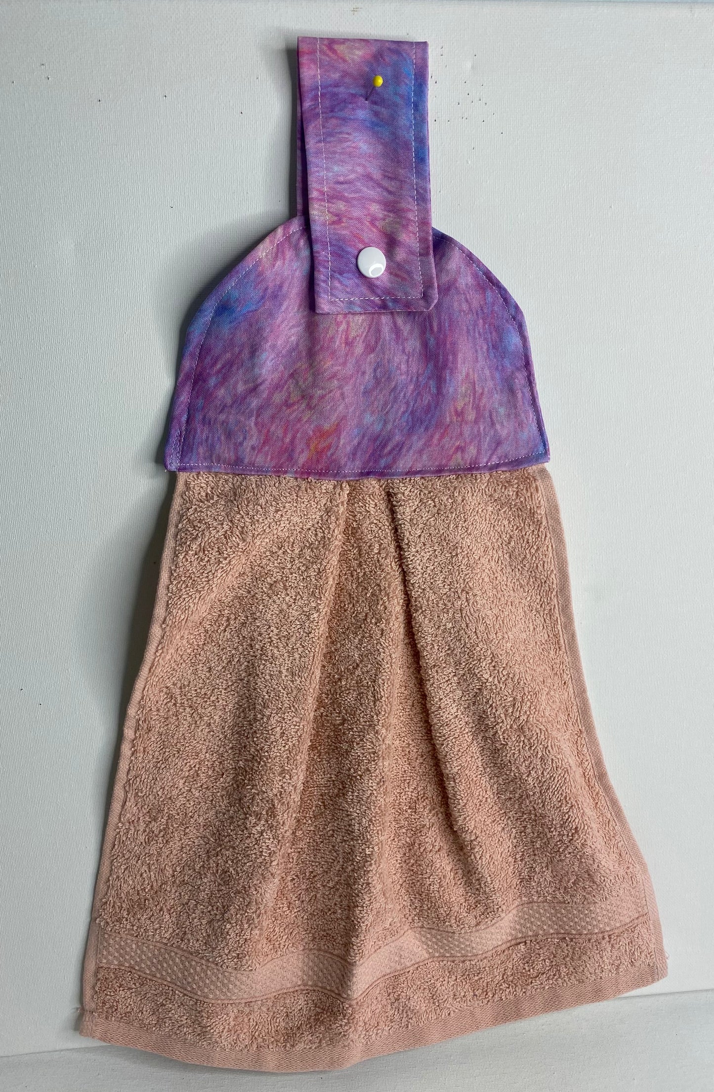Hanging Hand Towel Dusty Pink with Marbled Purple Top
