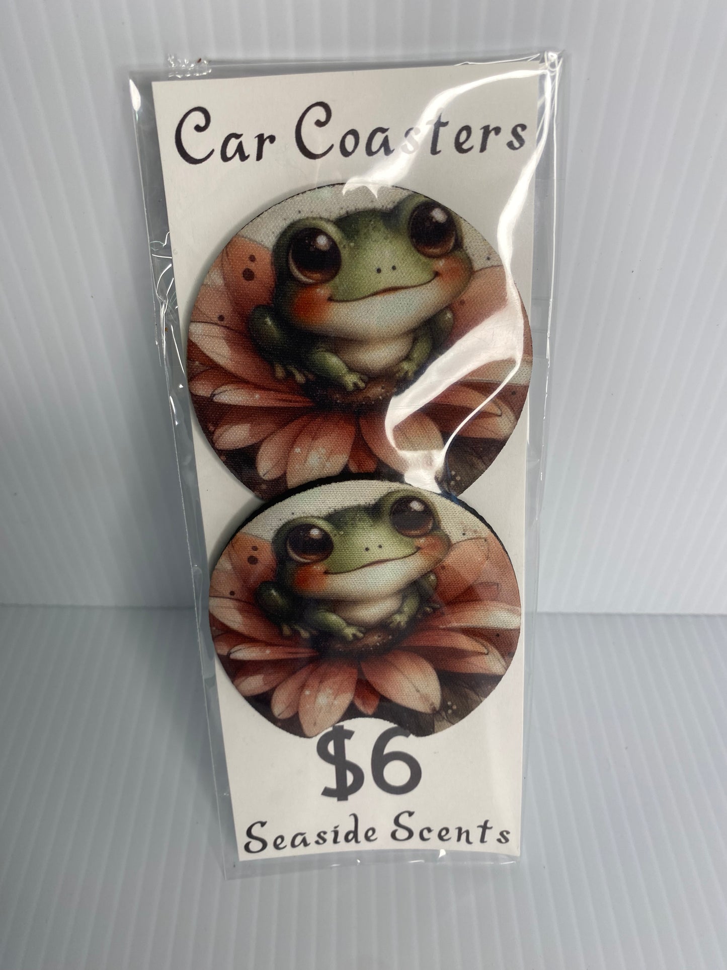 Car Coasters Frog on a Flower