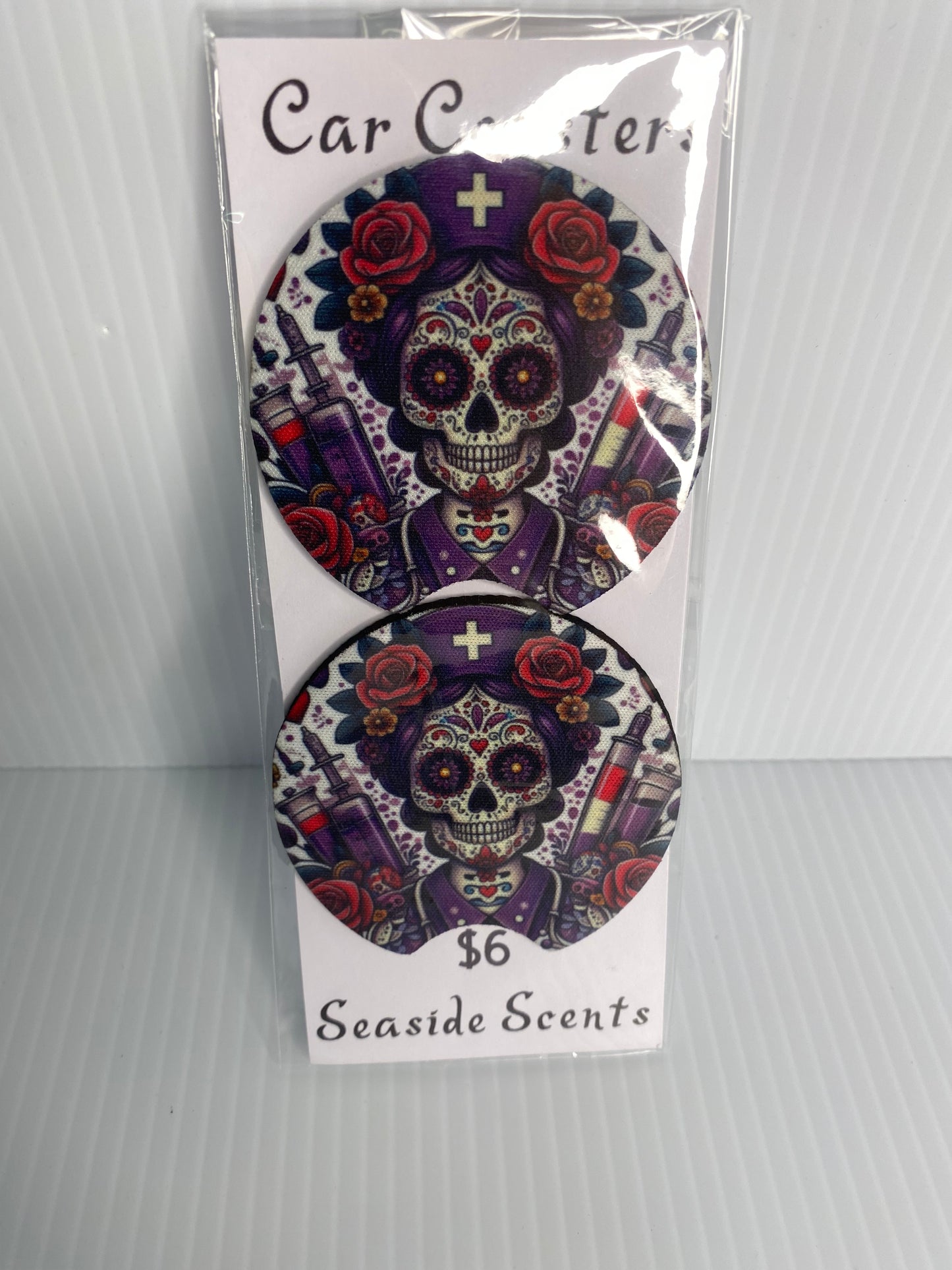 Car Coasters -Lady Skeleton Face