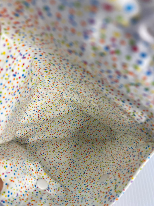Cross Body Bag - White Confetti. Cotton Material