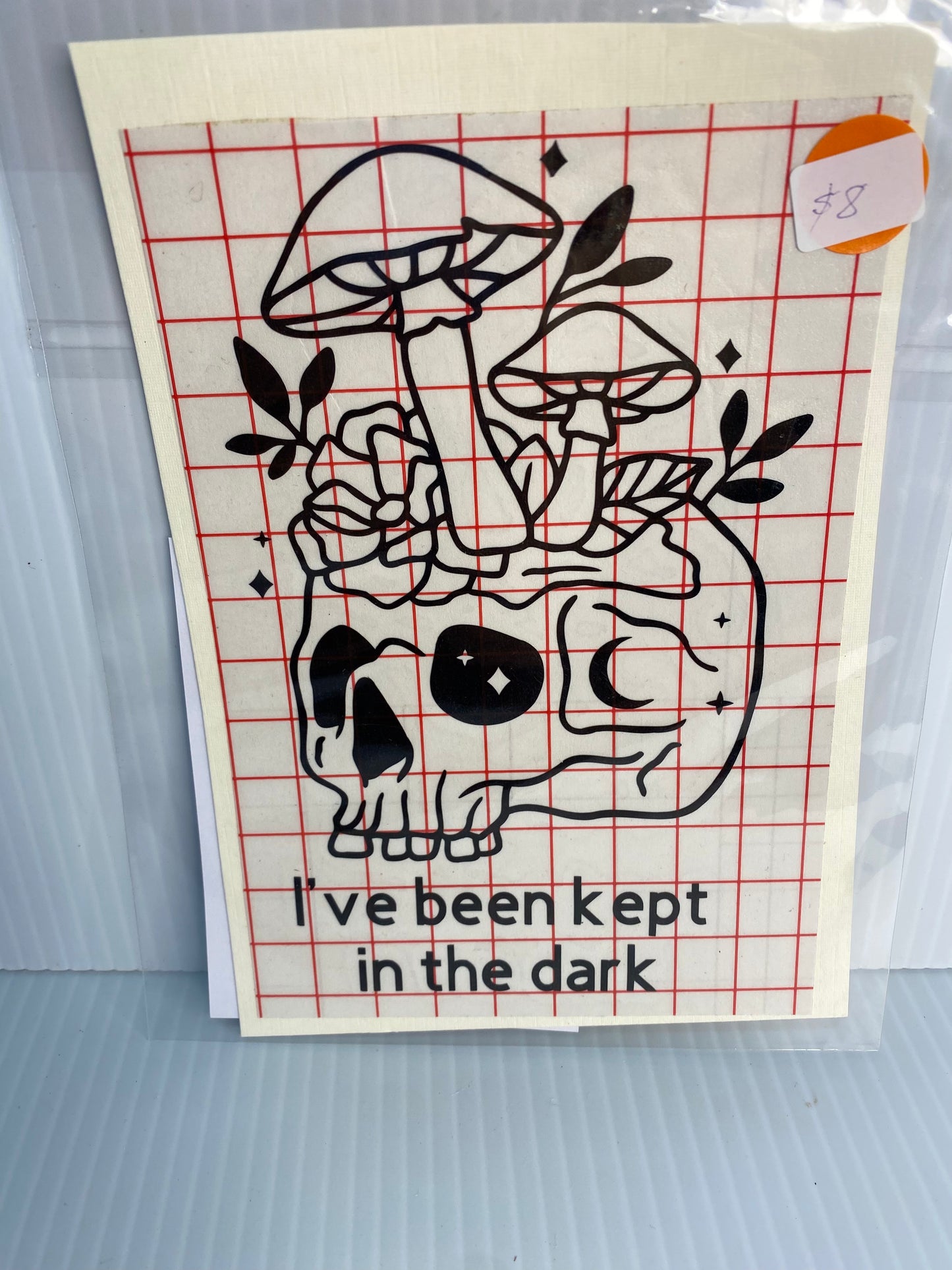 Decal- I've Been Kept In the Dark Mushroom on Skull