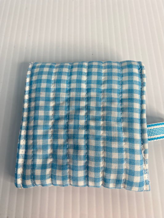 Small Ear Bud Pouch -Blue and White Check