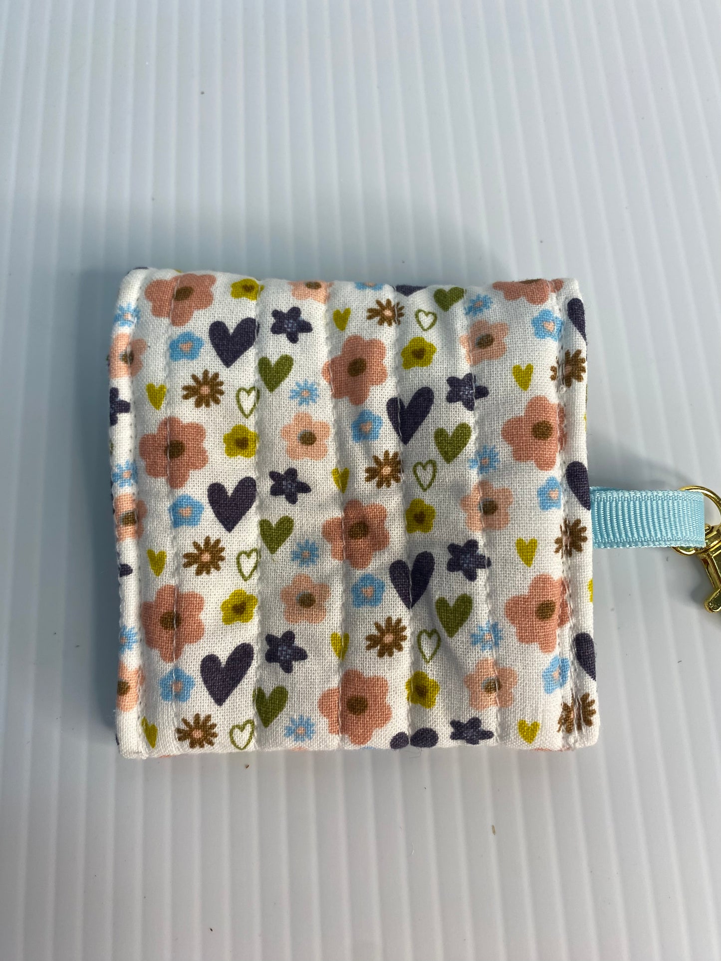 Small Ear Bud Pouch - Hearts and Flowers
