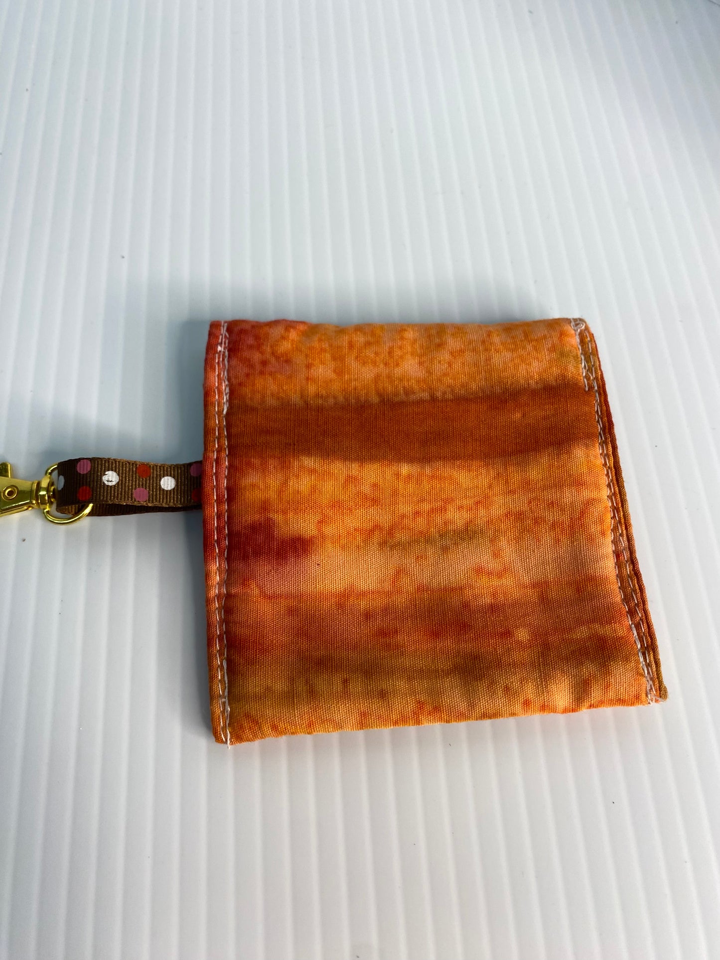 Large Ear Bud Pouch - Orange and Brown