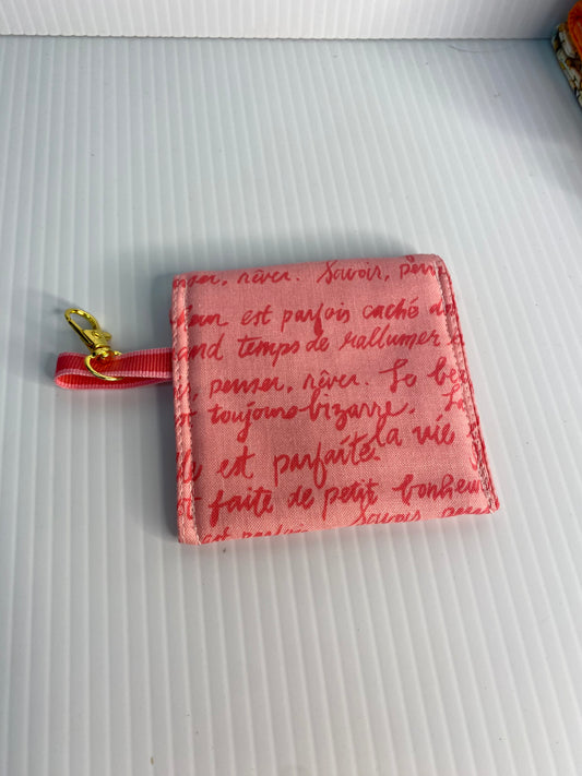 Large Ear Bud Pouch - Pink Writing