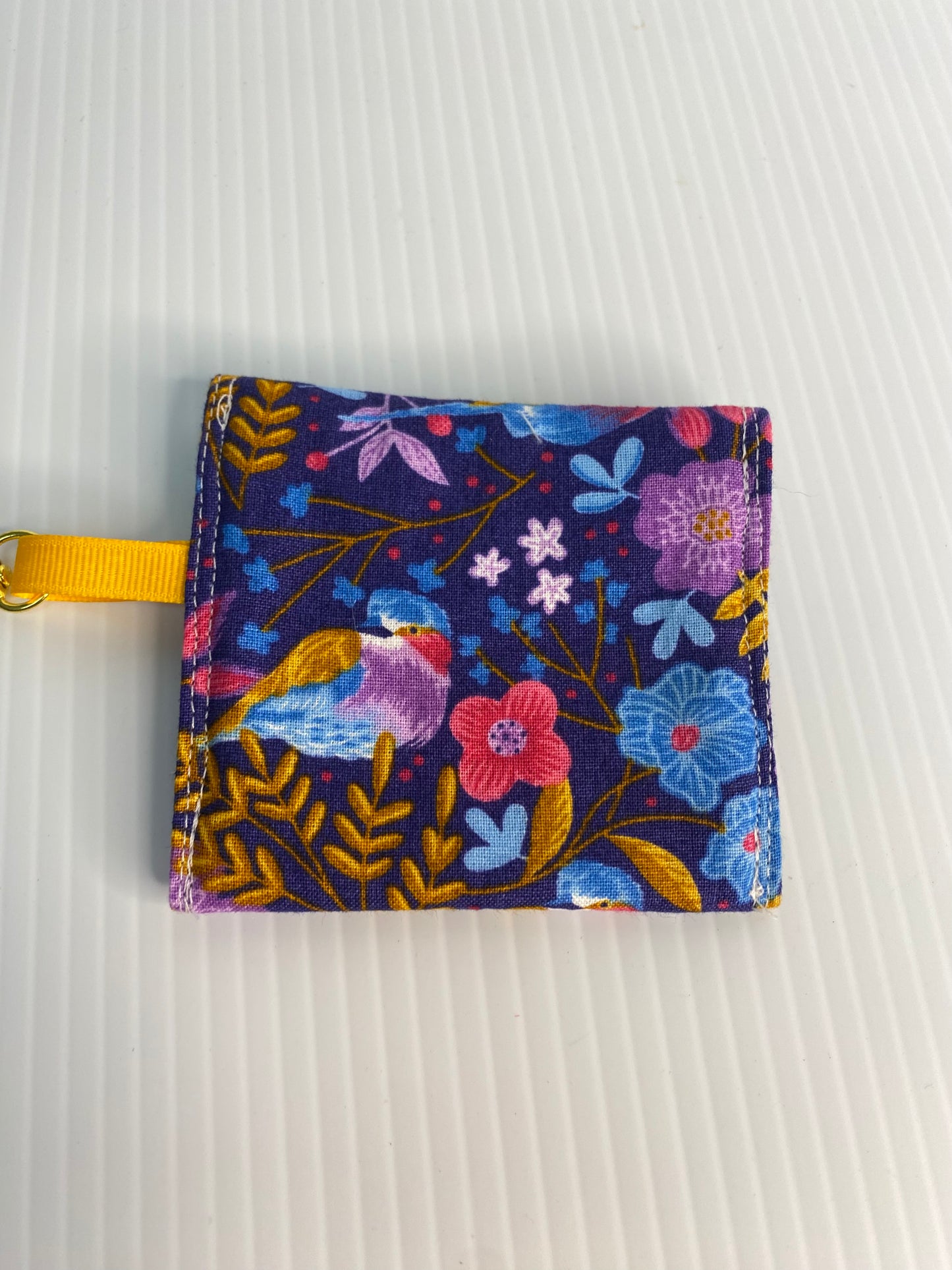 Large Ear Bud Pouch - Birds and Flowers