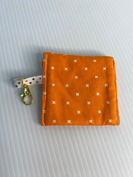 Large Ear Bud Pouch - Orange with White Cross