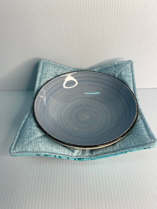 Microwave Bowl Cosy Blue lines and blue flowers