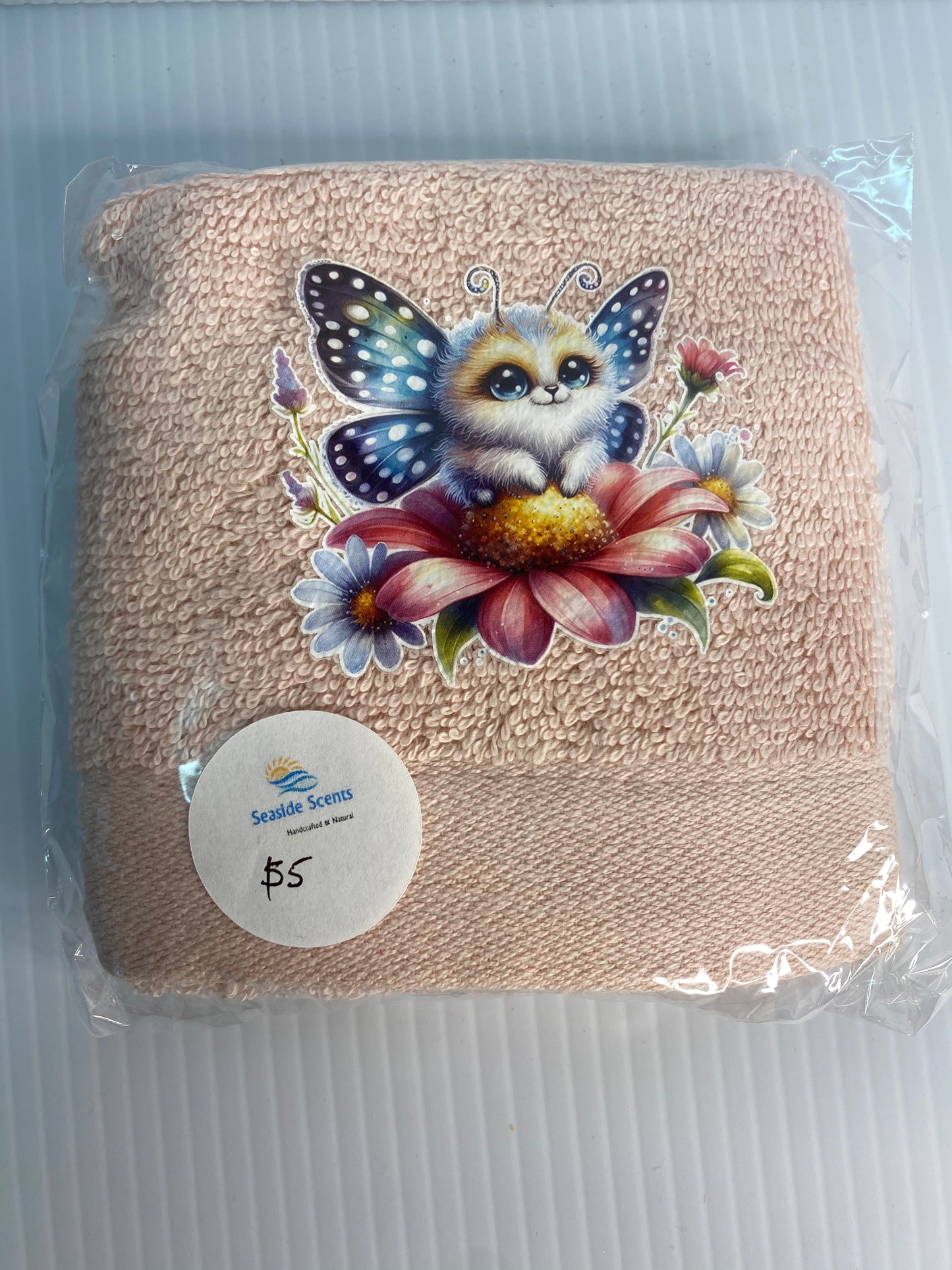 Baby Face Washer -Wing Fairy on Apricot Washer