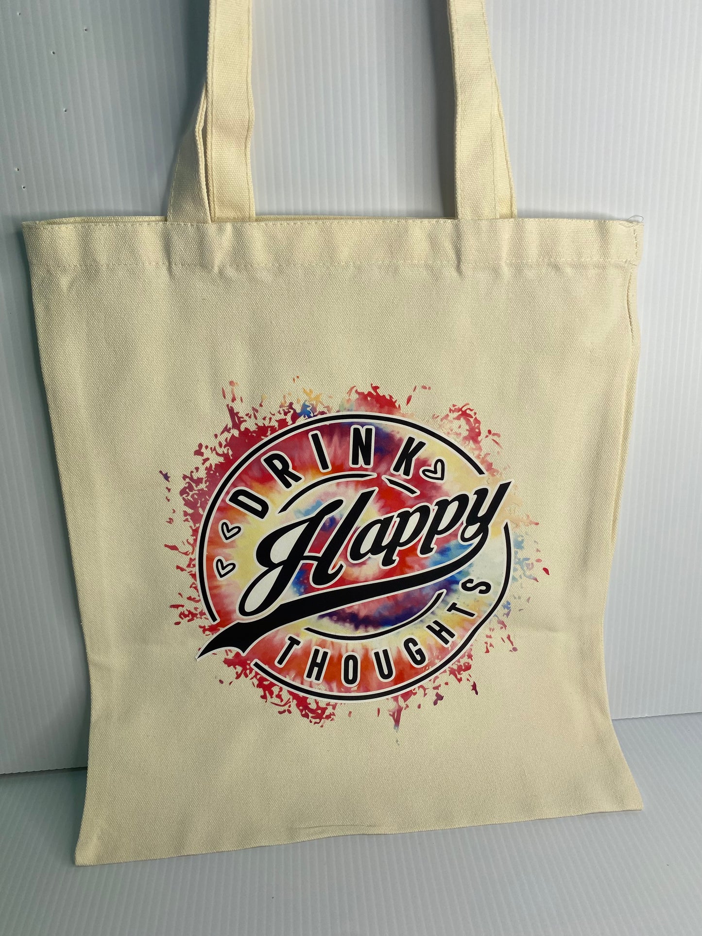 Tote Bag - Sublimated Design, Drink Happy Thoughts