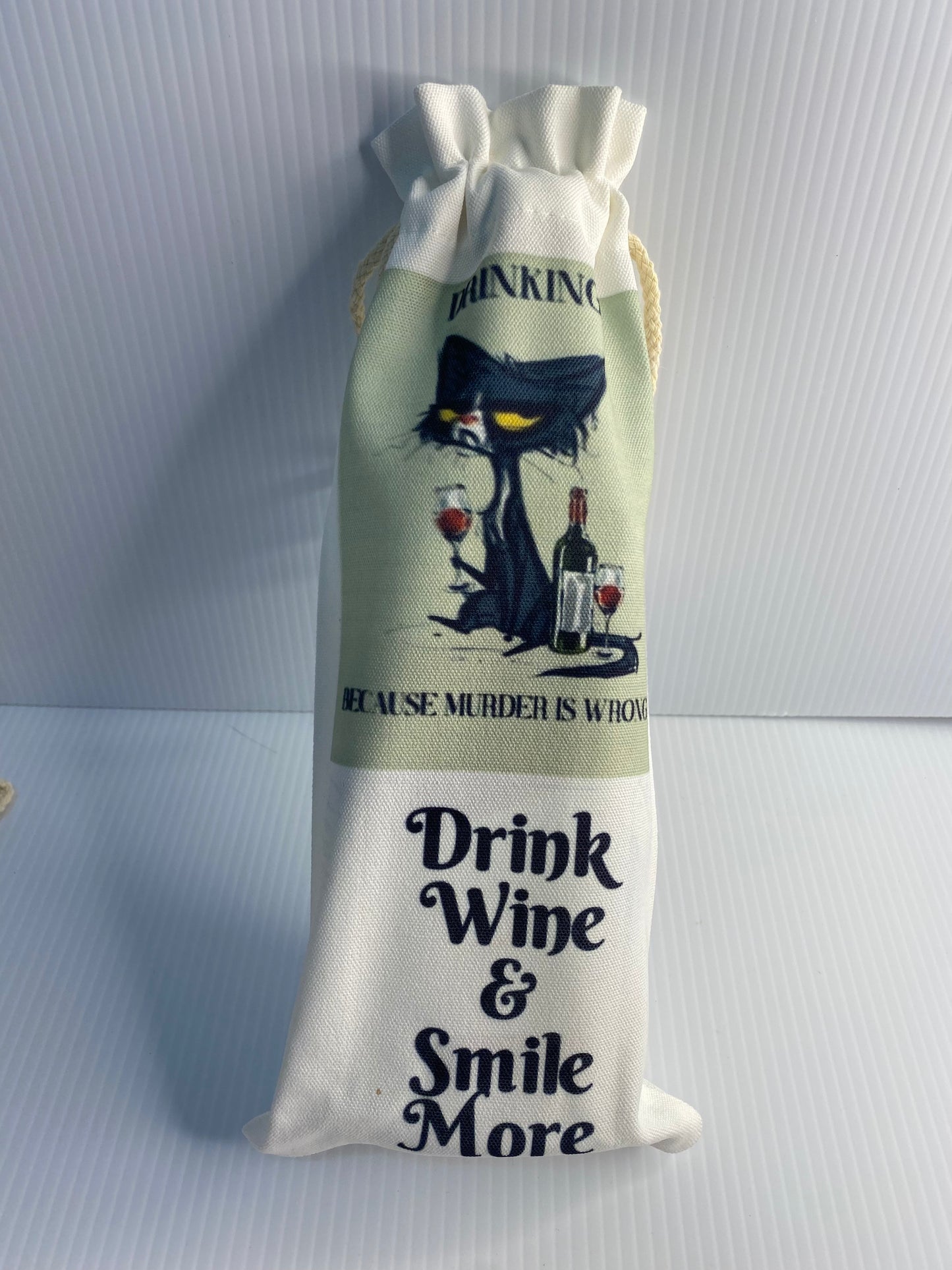 Wine Bag - Sublimated Design Drink Wine and Smile More