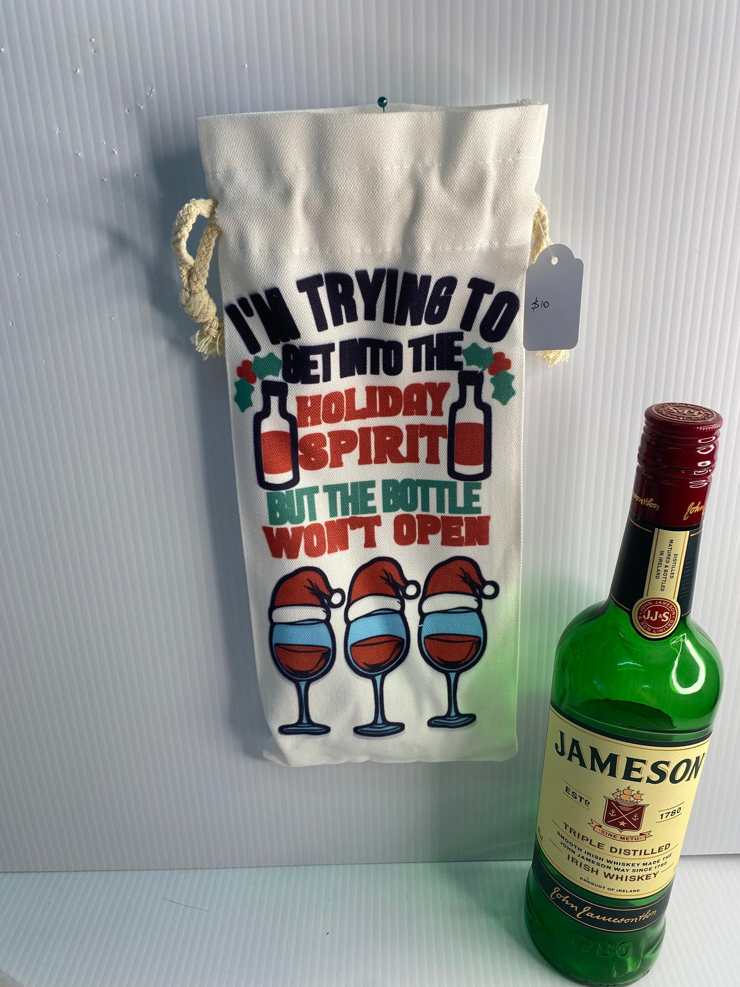 Wine Bag - Sublimated Design - I'm Trying Holiday Spirit