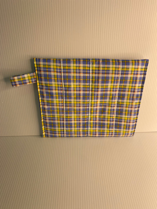 Microwave Baked Potato Sacks Blue Yellow Check