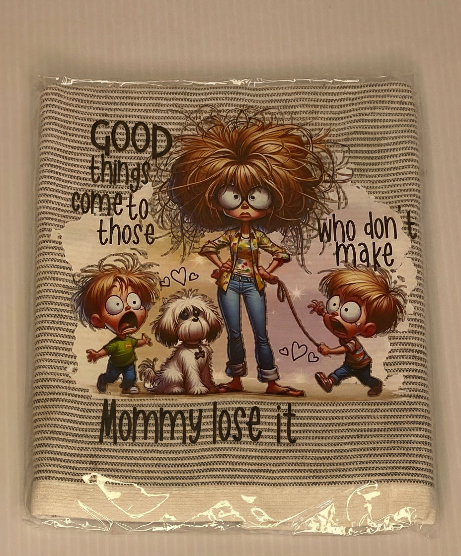 Tea Towel -Striped with saying GOOD THINGS