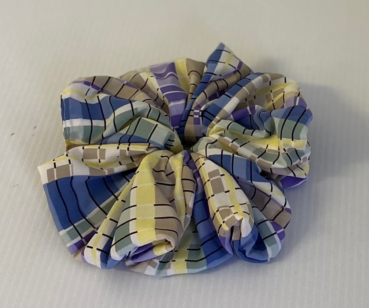 Hair Scrunchies XXL -Blue green Yellow boxes