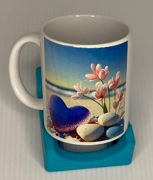 Coffee Cup -Heart and Flowers