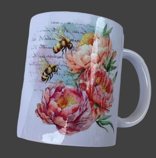 Bees on Flowers Coffee Cup