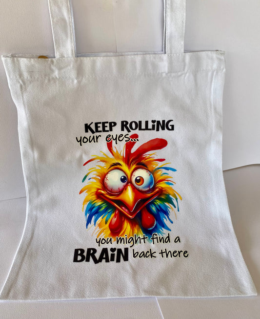 Keep your eyes rolling white tote bag