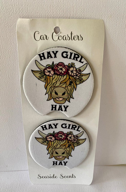 Hay Girl Car Coasters