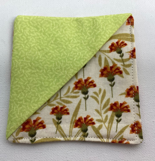 Fabric Bookmarks - Orange Brown Flowers
