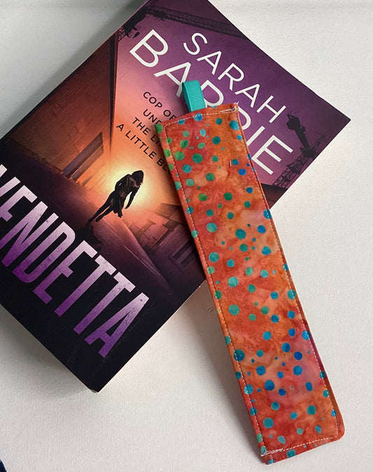 Fabric Bookmarks Blue Spots on Orange