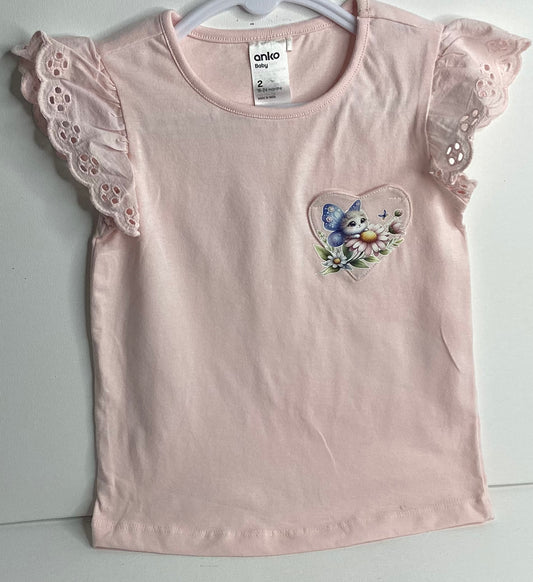 Child Short Sleeve T Shirt Fairy Bug with Purple Wings