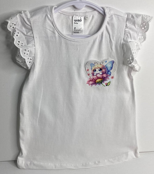 Child Short Sleeve T Shirt Fairy Bug on Flower