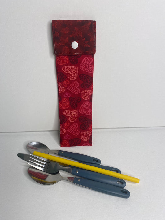 Travel Cutlery Pouch - Hearts