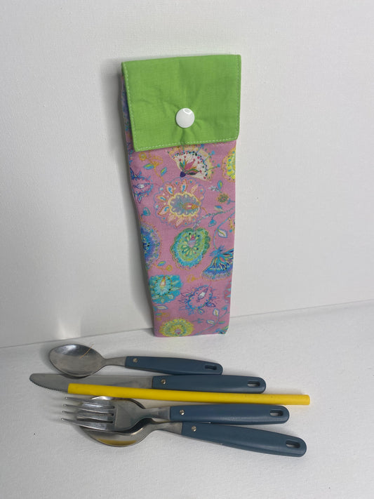 Travel Cutlery Pouch - Pink Motifs