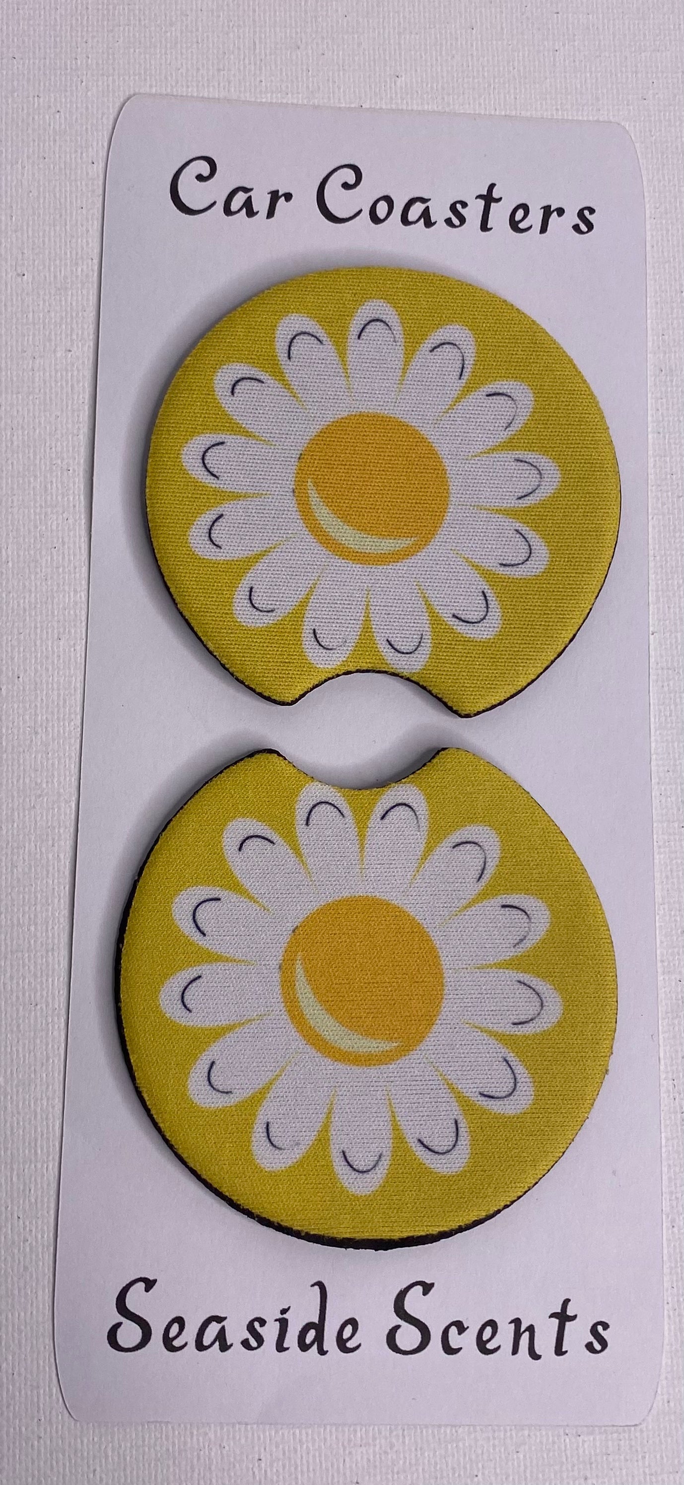 Car Coasters - White Daisy