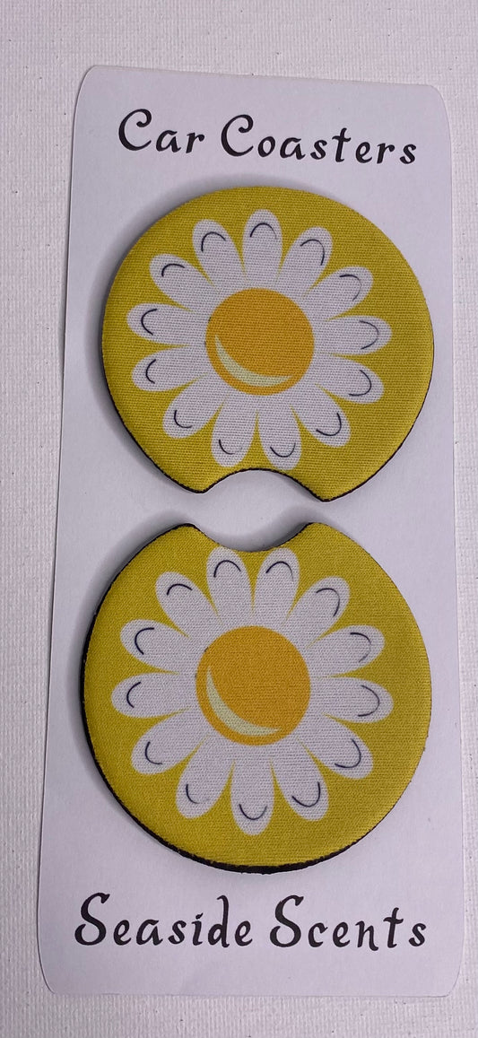 Car Coasters - White Daisy