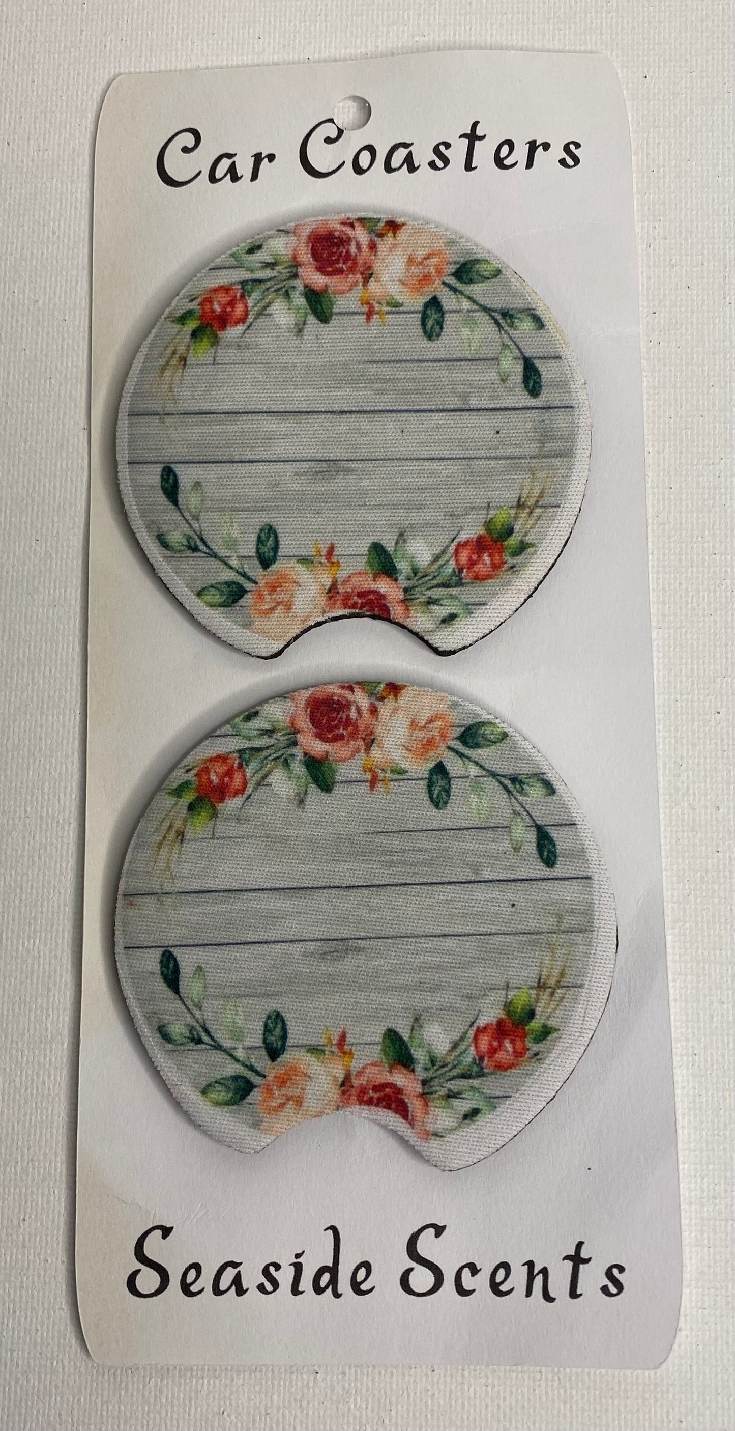 Car Coasters - Flowers on Timber